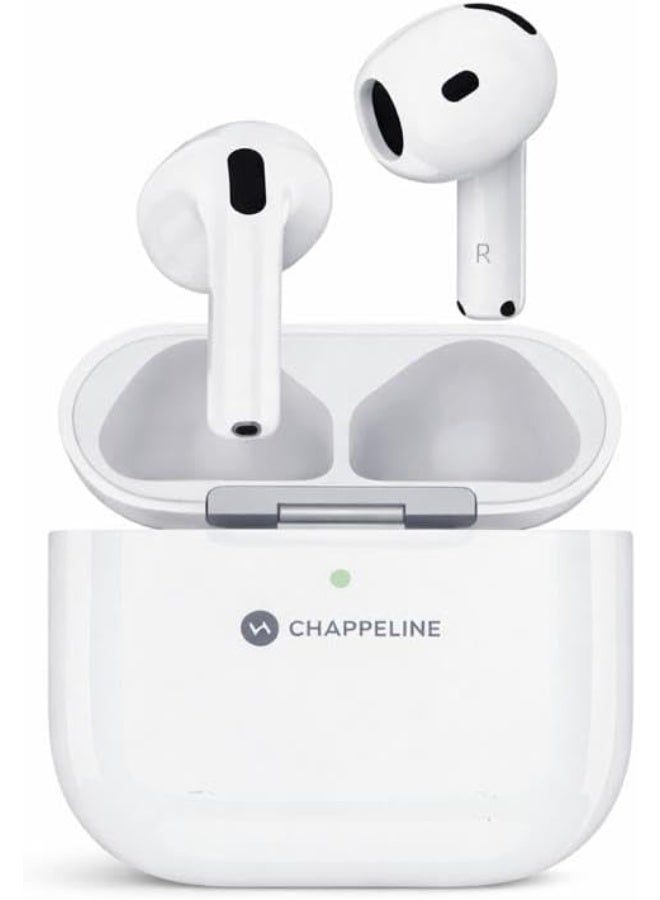 تشابي لاين  Chappeline سماعات رأس لاسلكية ستيريو TWS BL13، بلوتوث 5.3، مع حافظة سيليكون وحزام وكابل شحن Type-C، أبيض، 4 في 1 - Image 1